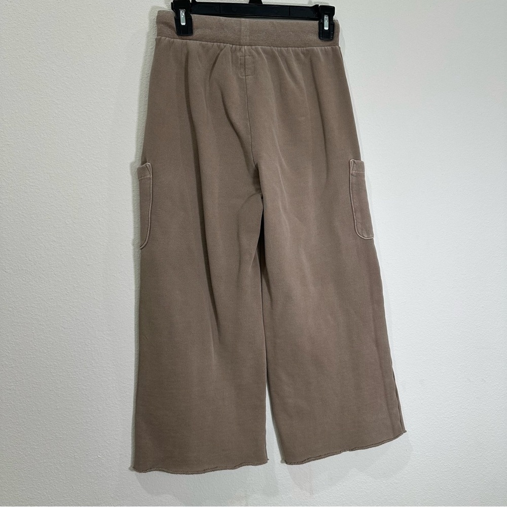 NSF Clothing Jayla Cropped Wide-Leg Cotton Sweatpants Elastic Drawstring Pockets - Picture 3 of 10